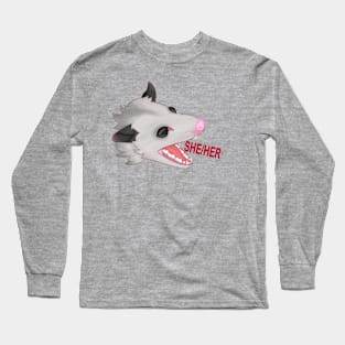 Pronoun opossum she/her Long Sleeve T-Shirt